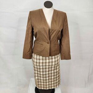 VTG Pendleton Country Sophisticates Brown Blazer and Plaid Skirt Set Sz 10